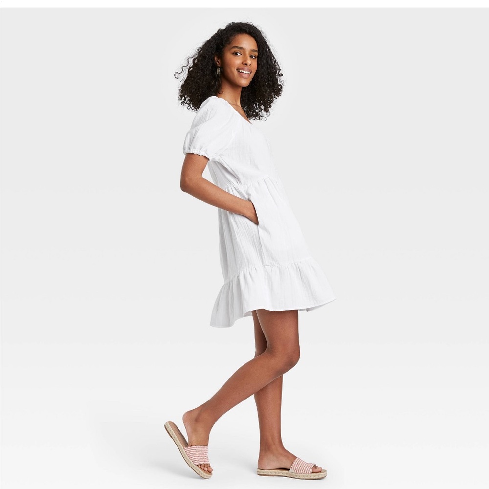 Puff Short sleeve tiered babydoll dress